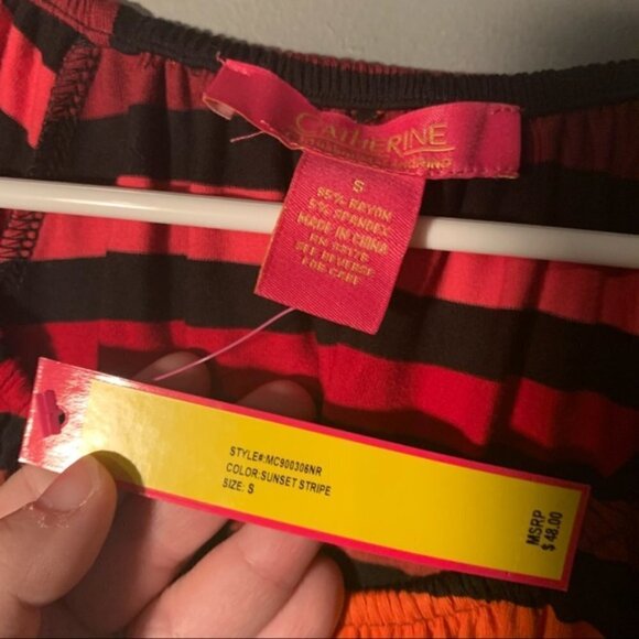 Catherine Malandrino Convertible Short Sleeve Top Sunset Stripe - Picture 8 of 8